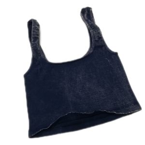 FP Movement Square Neck Cropped Ribbed Navy Blue Tank Top Medium